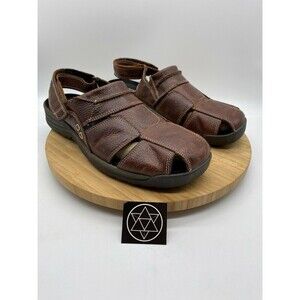 Drew Barcelona Brown Leather Fisherman Strap On Sandal Shoes Men's Size 13 W